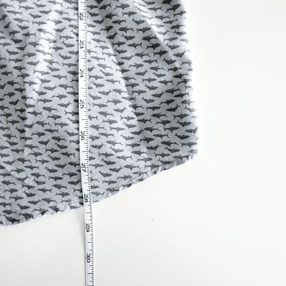 American Eagle Mens Button Down Shirt Seriously Soft Shark Print Gray Large - Picture 8 of 8